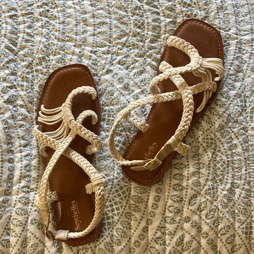 Seychelles Women's Tan and Cream Braided Sandals